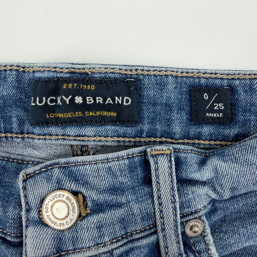 Lucky Brand Bridgette High‎ Rise Button Fly Skinny Ankle Jeans Women Size 0/25 - Picture 5 of 9